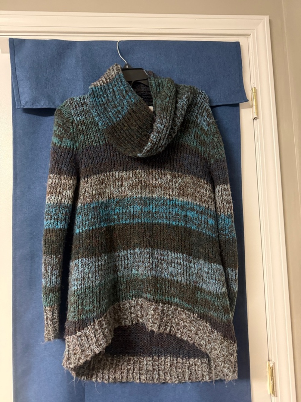 Great Northwest Clothing Company Striped Cowl Pullover - Teal, Brown & Gray
